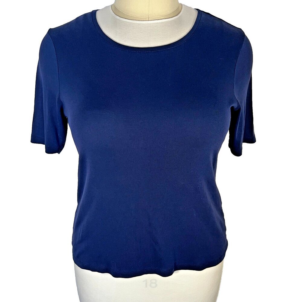 Chico's Tee Shirt Womens XL (3) Blue Crew Neck Short Sleeve - Picture 1 of 9